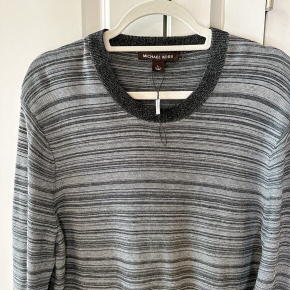 MICHAEL KORS -NwoT- Links Stripe Crew Neck Sweater | Large - Picture 4 of 9